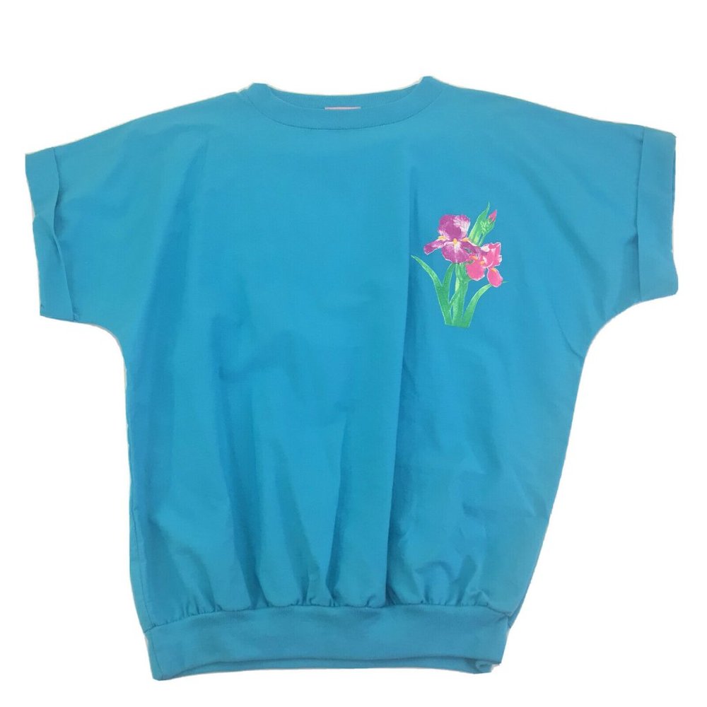Vintage 80s Floral Womens T-Shirt
